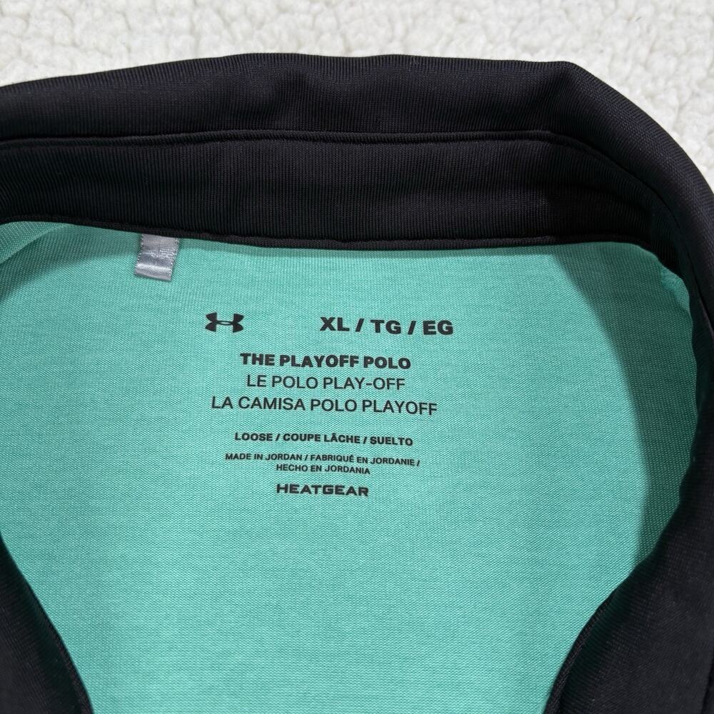 Under Armour Shirt Playoff Polo Turquoise Black Stripes Performance Mens XL Golf - Picture 3 of 6